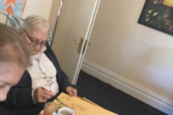 Residents-making-crafts-for-St-Patricks-Day-