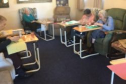 Residents-making-crafts-for-St-Patricks-Day-