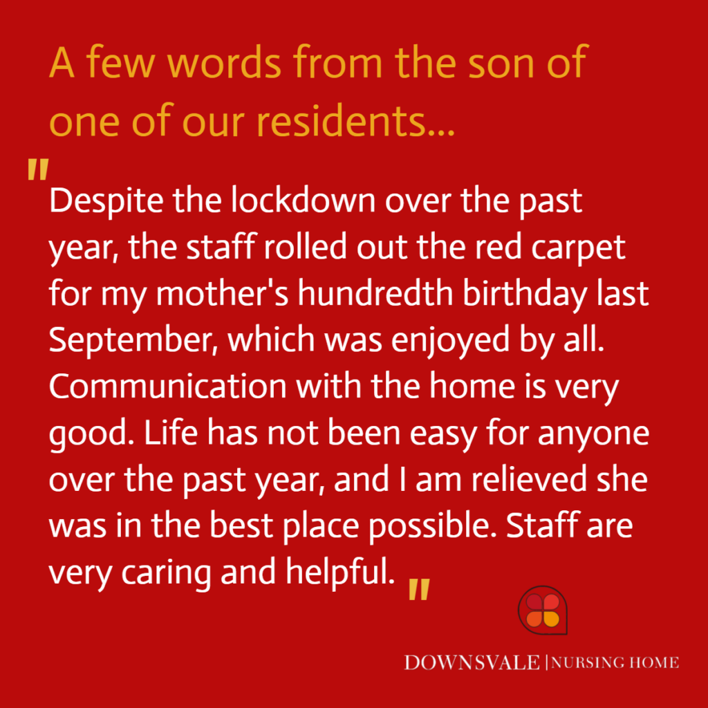 Getting feedback from the families of our residents