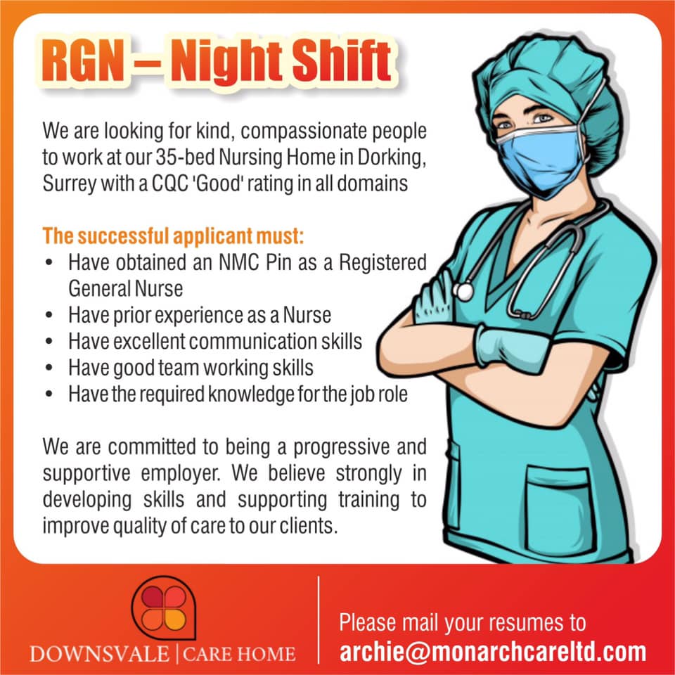 We are looking for new people to join our team at Downsvale Nursing Home!
