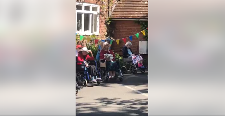 Residents enjoying the VE day singing
