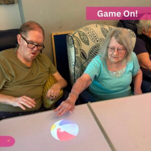 Residents participate in an engaging interactive game.